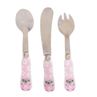 Marja Leena Baby's First Cutlery Set 3-Piece Pink, Baby Gift, Gibson Gifts 20356