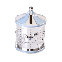 Money Bank Carousel Baby Boy Silver Plated Blue, Baby Gift, Gibson Gifts 20399