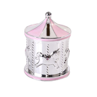 Money Bank Carousel Baby Girl Silver Plated Pink, Baby Gift, Gibson Gifts 20400