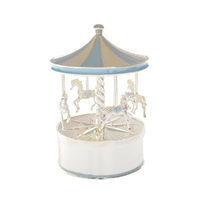 Music Box Carousel Baby Boy Silver Plated Blue, Baby Gift, Gibson Gifts 20403