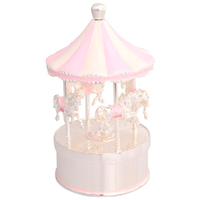 Music Box Carousel Baby Girl Silver Plated Pink, Baby Gift, Gibson Gifts 20404