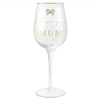 Wine Glass Jewelled I Love You Mum, Great Gift For Her, Gibson Gifts 20483
