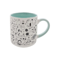 Gibson Gifts Furry Friends Mug Cat Aqua, 20777