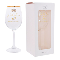 Wine Glass Jewelled Fabulous 50 Happy Birthday, Gift For Her, Gibson Gifts 20840