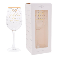 Wine Glass Jewelled Fabulous 80 Happy Birthday, Gift For Her, Gibson Gifts 20843