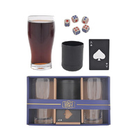 Gibson Gifts Gent's Society Gift Set Beer Glass & Games, 26642