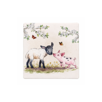 Gibson Gifts On The Farm Coaster Lamb & Piglet Fine China, 26805