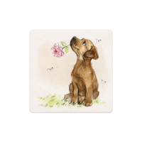 Gibson Gifts On The Farm Coaster Retreiver Puppy Fine China, 26805