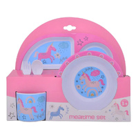 Gibson Gifts Kids Dinner Mealtime Set Unicorns 5-Piece, 27280