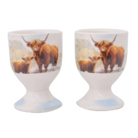 Gibson Gifts Egg Cups Macneil Highland Cow Set of 2, 27286