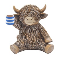 Gibson Gifts Figurine 12cm Happy Highland Cow Cuppa, 27310