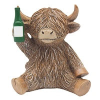 Gibson Gifts Figurine 12cm Happy Highland Cow Frisky Whiskey, 27310