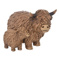 Gibson Gifts Figurine Hughie Highland Cow & Calf, 27399