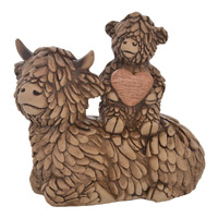 Gibson Gifts Figurine Hughie Highland Cow & Calf with Heart, 27401