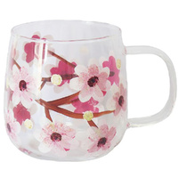Lynsey Johnstone Glass Mug 500mL Hand Painted Blossom, 27405