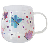 Lynsey Johnstone Glass Mug 500mL Hand Painted Butterflies, 27405