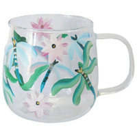 Lynsey Johnstone Glass Mug 500mL Hand Painted Dragonflies, 27405
