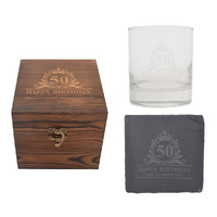Gibson Gifts Glass & Coaster Set Happy 50th Birthday, 27453