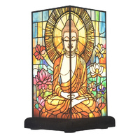 Gibson Gifts Table Lamp 22cm Stained Glass Mystic Buddha, 27456