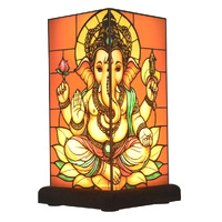 Gibson Gifts Table Lamp 22cm Stained Glass Mystic Ganesh, 27456