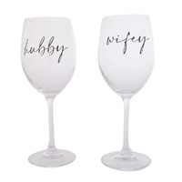 Gibson Gifts Amore Wine Glass Hubby & Wifey Set of 2, 27497