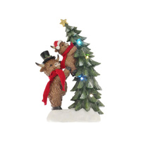 Gibson Gifts Figurine 34cm Highland Cows With Christmas Tree, 27599