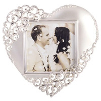 Photo Frame - Silver Satin Heart Frame by Gibson Gifts, Wedding Gift 37114
