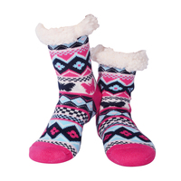 Nuzzles Ladies Butterfly Black/Pink Non-Skid Sole Socks One Size Fits All