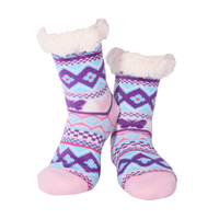 Nuzzles Ladies Butterfly Purple/Pink Non-Skid Sole Socks One Size Fits All