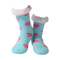 Nuzzles Ladies Hearts Light Blue Non-Skid Sole Socks One Size Fits All
