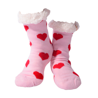 Nuzzles Ladies Hearts Pink Non-Skid Sole Socks One Size Fits All