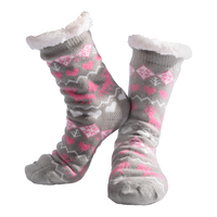Nuzzles Ladies Deer Grey Non-Skid Sole Socks One Size Fits All 39455