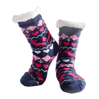 Nuzzles Ladies Deer Navy Non-Skid Sole Socks One Size Fits All 39455