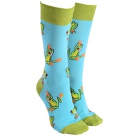 Sock Society Blue/Lime Aussie Frogs Novelty Socks Men Women One Size Fits All