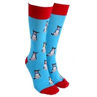 Sock Society Bow Tie Cat Blue Novelty Socks Men Women One Size Fits All