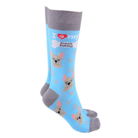 Dog Society French Bulldog Grey/Blue Novelty Socks Men Women One Size Fits All