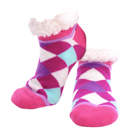 Nuzzles Ladies Diamond Shortz Pink Non-Skid Sole Socks One Size Fits All