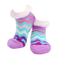 Nuzzles Ladies Chevron Shortz Pastel Lavender Non-Skid Sole Socks One Size Fits All