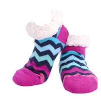 Nuzzles Ladies Chevron Shortz Bright Violet Non-Skid Sole Socks One Size Fits All