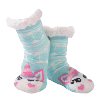 Nuzzles Kids Sparkle Unicorn Blue Non-Skid Sole Socks One Size Fits All