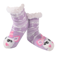 Nuzzles Kids Sparkle Unicorn Purple Non-Skid Sole Socks One Size Fits All