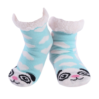 Nuzzles Kids Pretty Panda Blue Non-Skid Sole Socks One Size Fits All