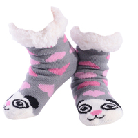 Nuzzles Kids Pretty Panda Grey Non-Skid Sole Socks One Size Fits All