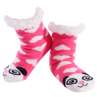 Nuzzles Kids Pretty Panda Pink Non-Skid Sole Socks One Size Fits All