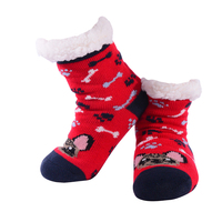 Nuzzles Kids Playful Pooch Red Non-Skid Sole Socks One Size Fits All