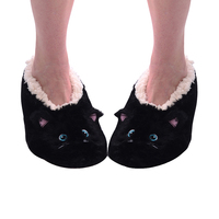 Nuzzles Animal Slippers 2 Black Cat Non-Skid Sole One Size Fits All