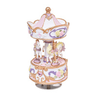 Gibson Gifts Music Box 14cm Musical Carousel Pink & Purple, 53276