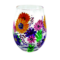 Lynsey Johnstone Hand Painted Stemless Glass Sunflowers