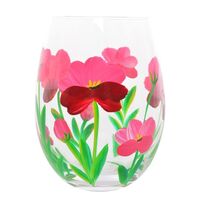 Lynsey Johnstone Art Stemless Wine Glass Handpainted Summer Poppies  54887