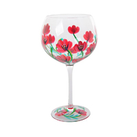 Lynsey Johnstone Hand Painted Gin Glass Poppies, Gibson Gifts 54893